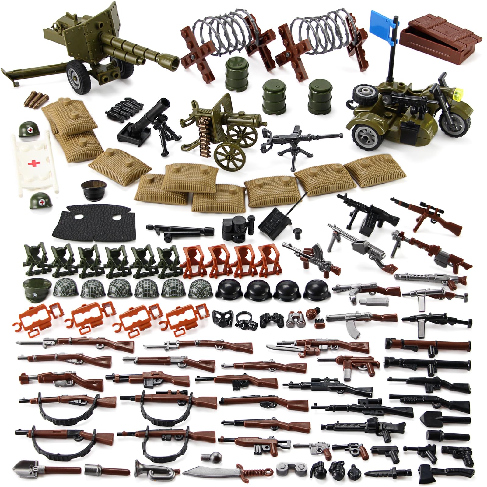Feleph WW2 weapons set featuring US military toy kit parts for imaginative play and display
