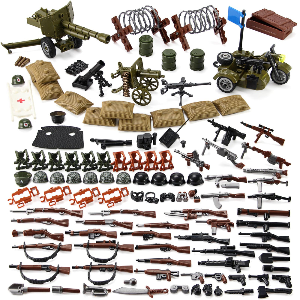 Feleph WW2 weapons set featuring US military toy kit parts for imaginative play and display