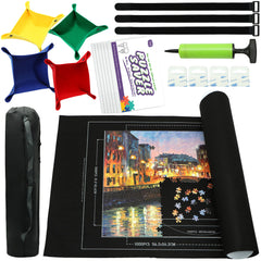 FELIZROCA Puzzle Mat RollUp Kit laid out with all components for easy puzzling.