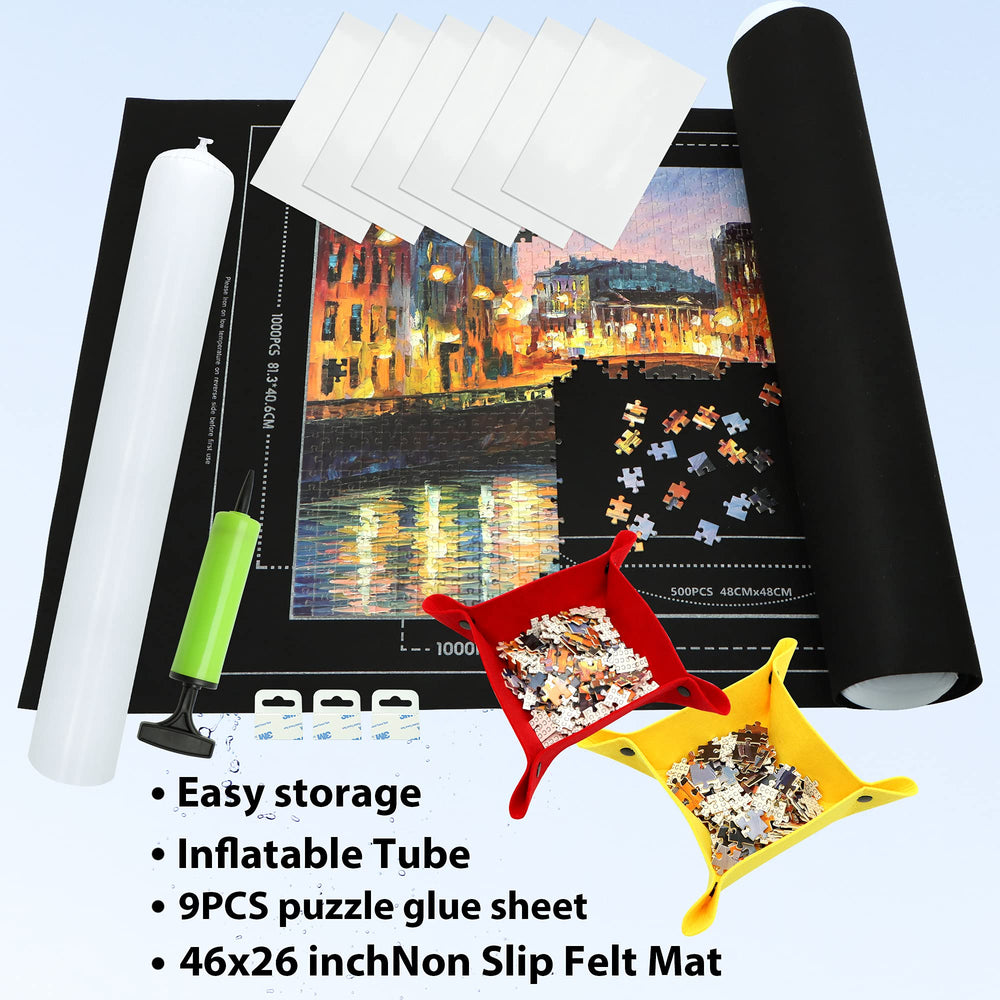 FELIZROCA Puzzle Mat RollUp Kit storage bag and straps keeping pieces safe.
