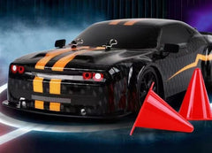 FelizWina 1:14 drift car LED lights for night glow.