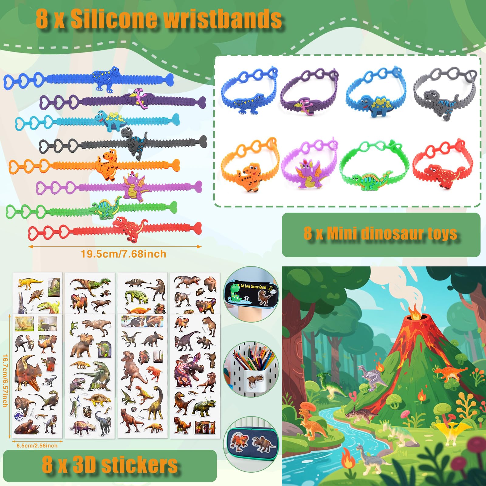 FEMBW mini dinosaur figurines for classroom rewards and creative play.
