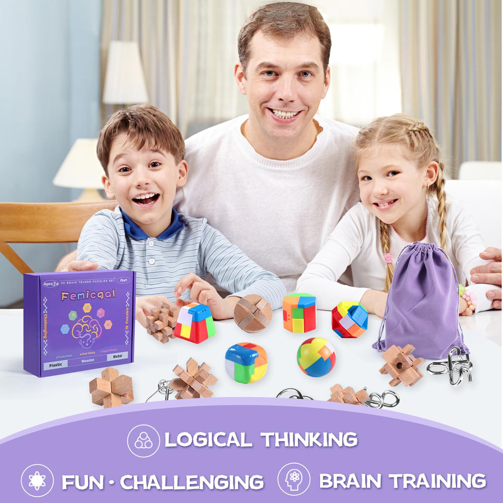Femicgal metal puzzles offer durable challenges for older kids and adults.
