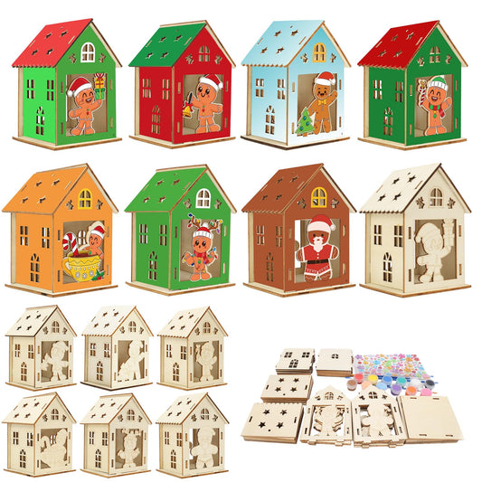Fennoral 14-pack wooden gingerbread house assembly kit helps kids build and customize.