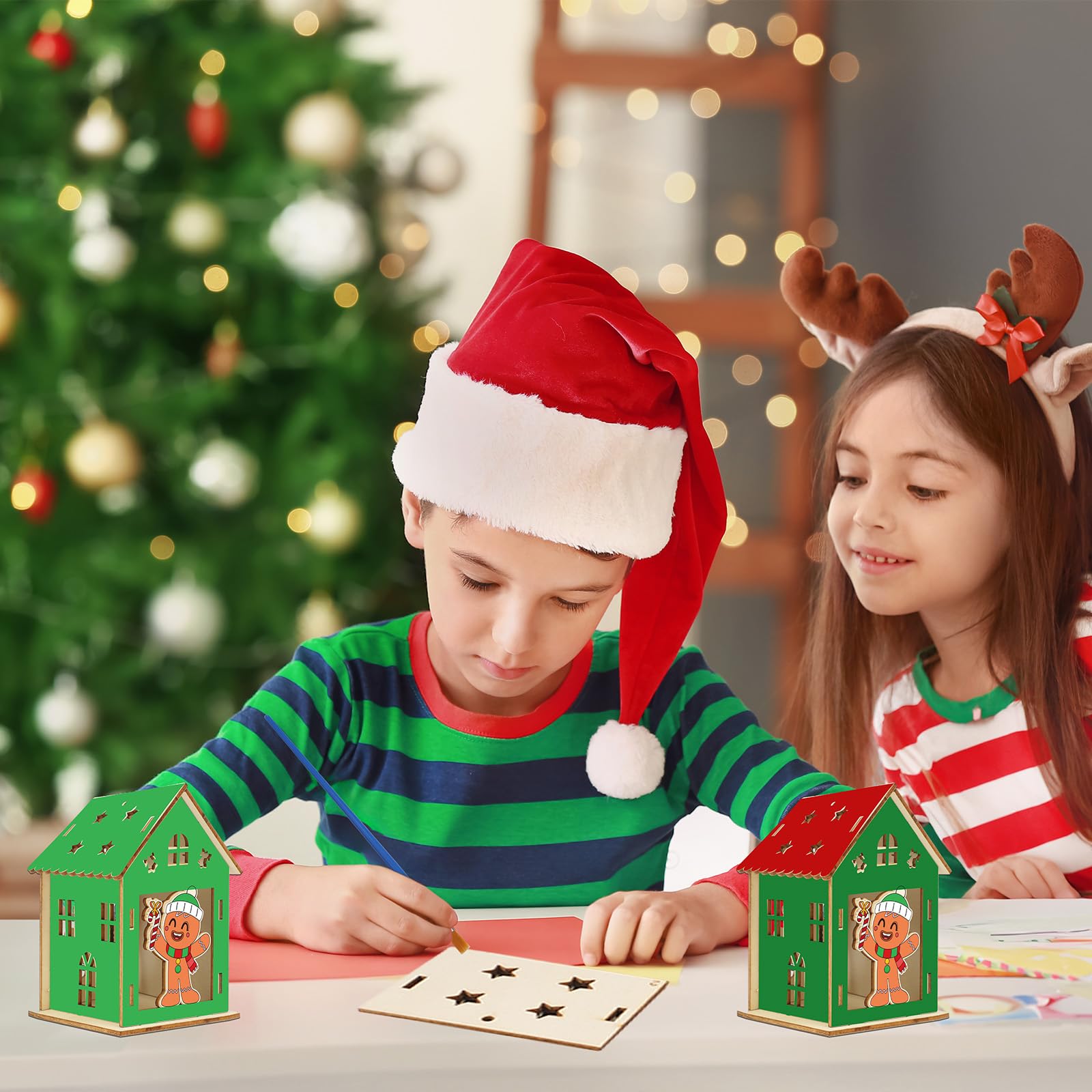Fennoral gingerbread house painting set enables creative coloring with non-toxic pigments.