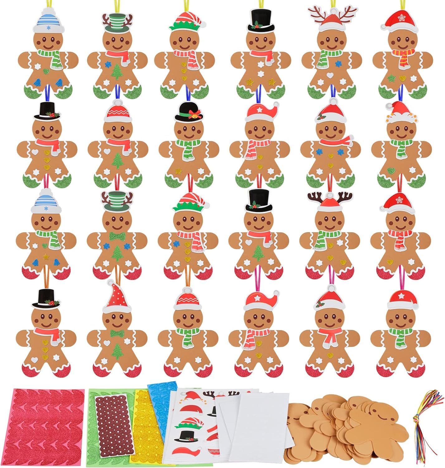 Fennoral gingerbread man craft kit with 24 foam stickers for festive decorating