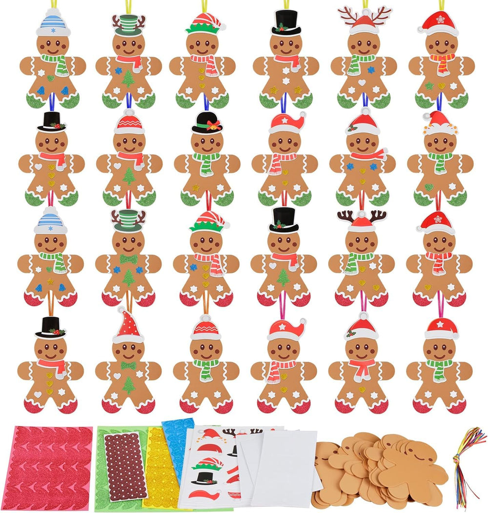 Fennoral gingerbread man craft kit with 24 foam stickers for festive decorating