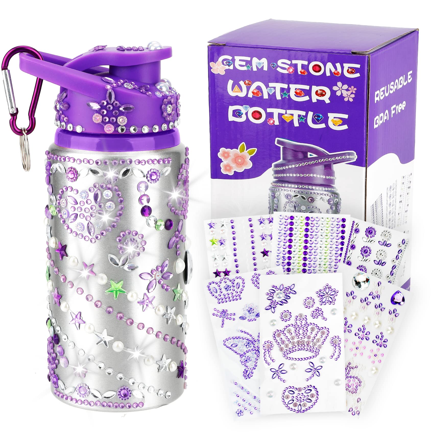 Fenreen gem stickers on a bottle for creative decorating sessions
