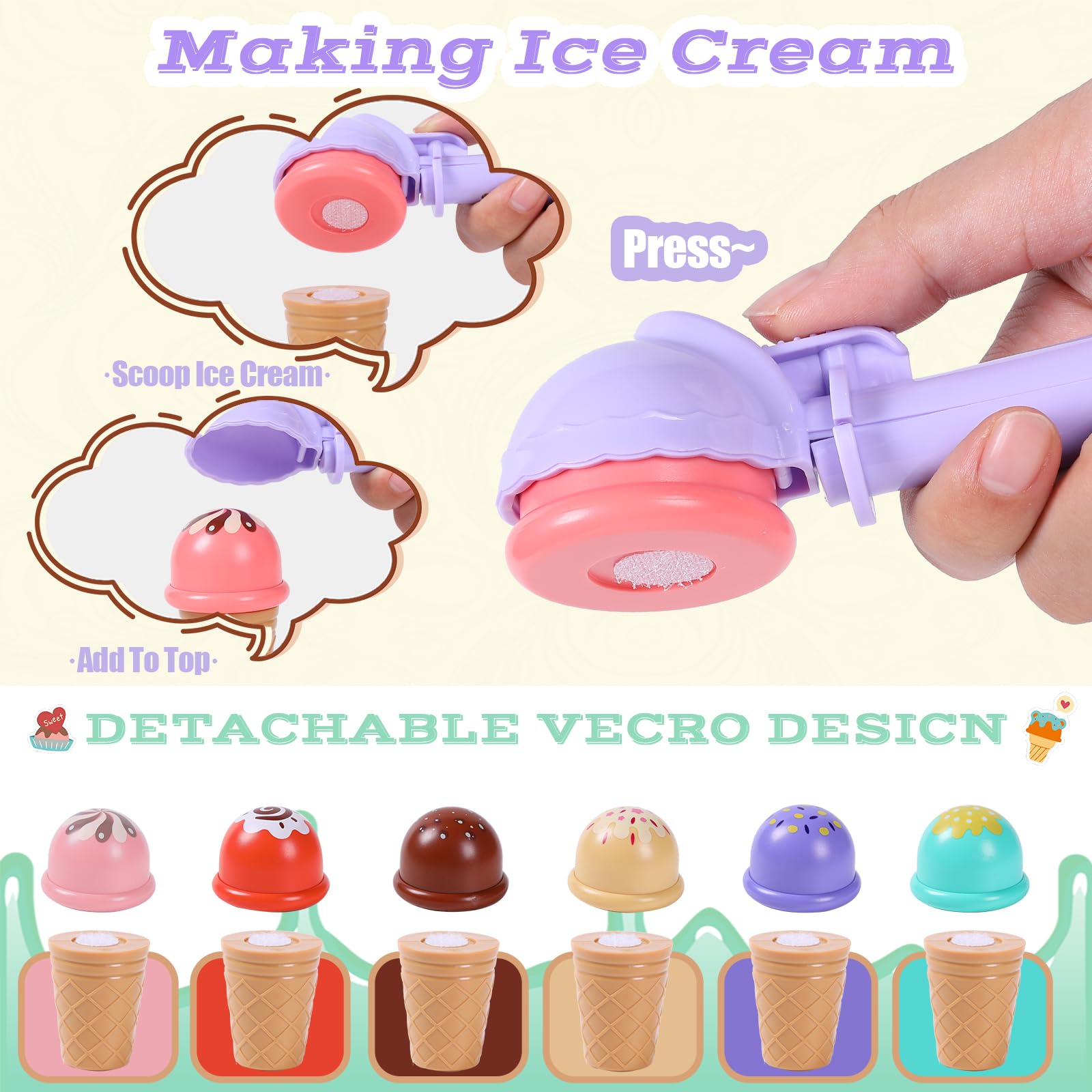 FENYAN ice-cream cones image invites pretend serving and tasting.