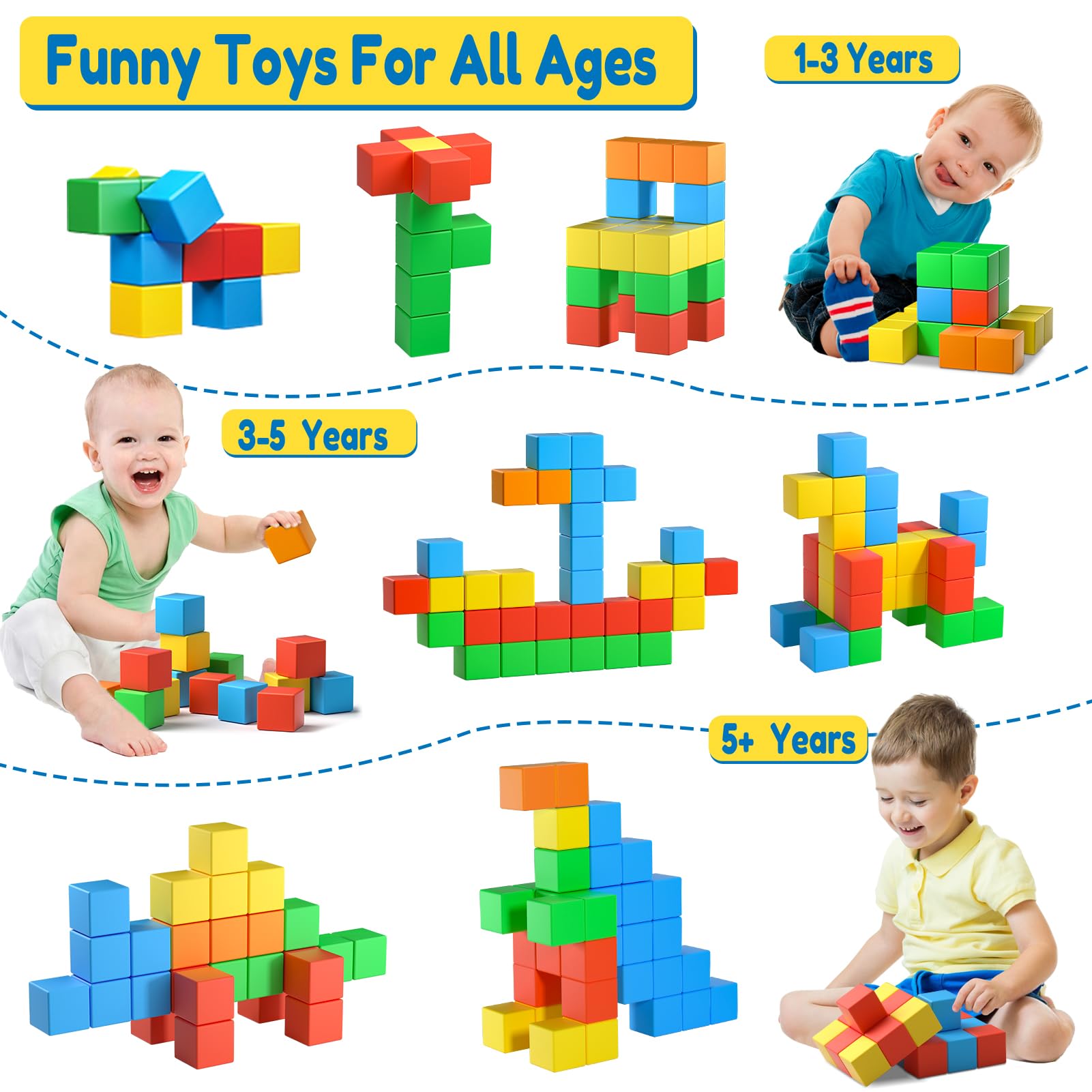 Feoxialy safe ABS plastic blocks with rounded edges prevent hazards.