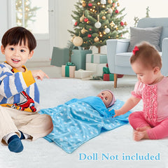 Ferberbears blue cloud design detail adds visual charm to doll bedroom setups.