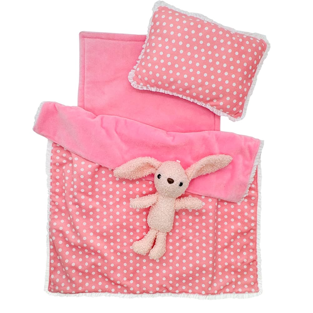 Ferberbears doll bedding blanket in pink, ultra-soft for cozy play sessions.