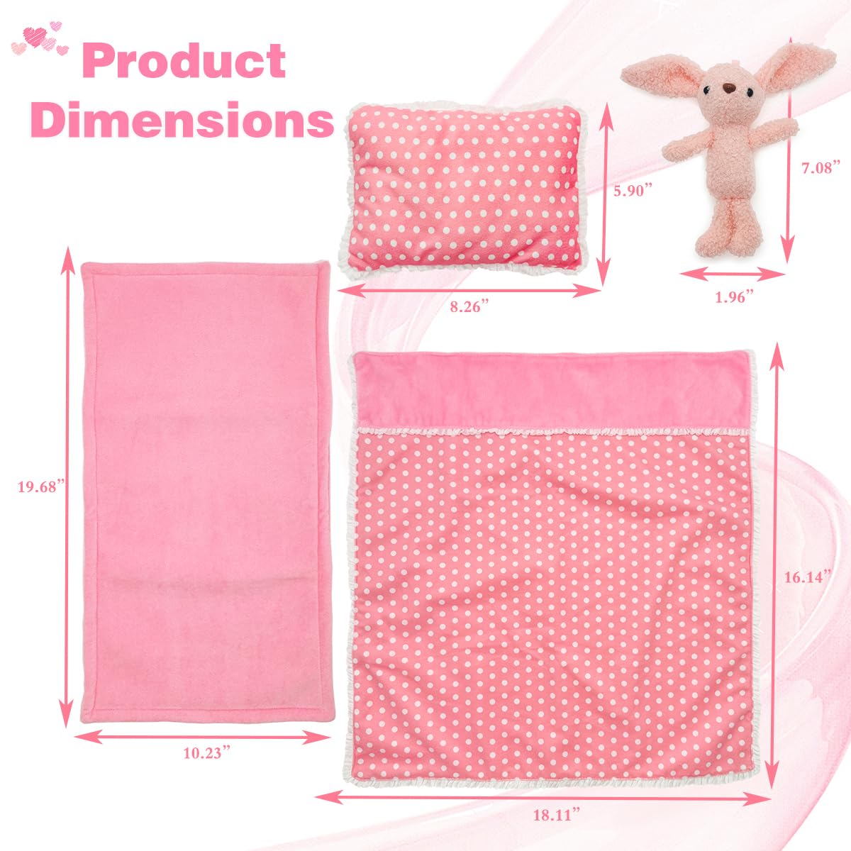 Ferberbears pink themed display shows a ready-to-play doll bed.