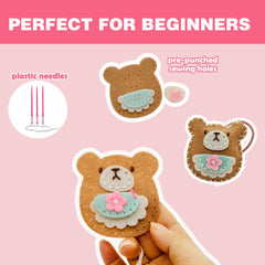 Clear graphical instructions guide kids through each simple sewing project.