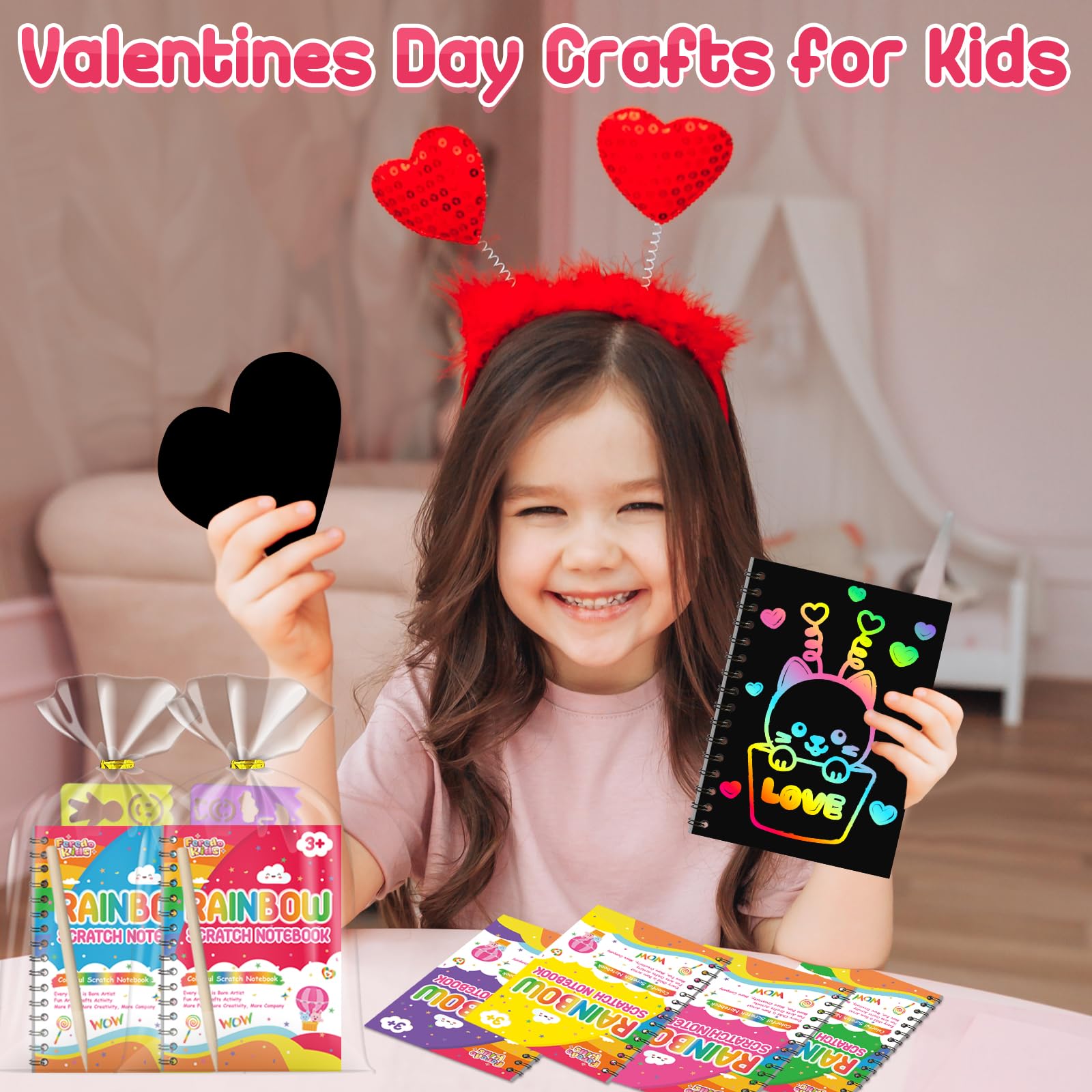 FEREDO KIDS rainbow colors scratch art features 8 vivid hues