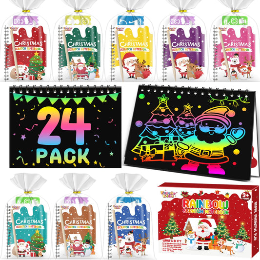 FEREDO KIDS rainbow scratch art notebooks pack for classroom activities and gifts.