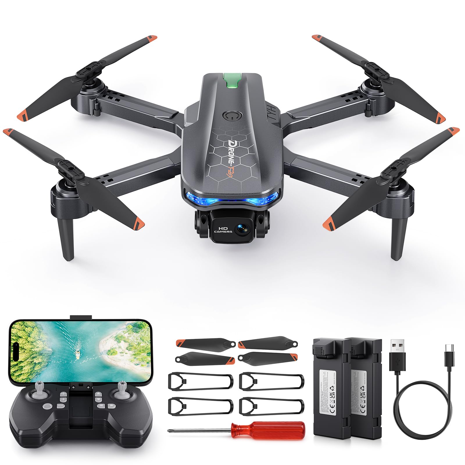 FERIETELF T29 drone with camera in foldable design for easy travel.