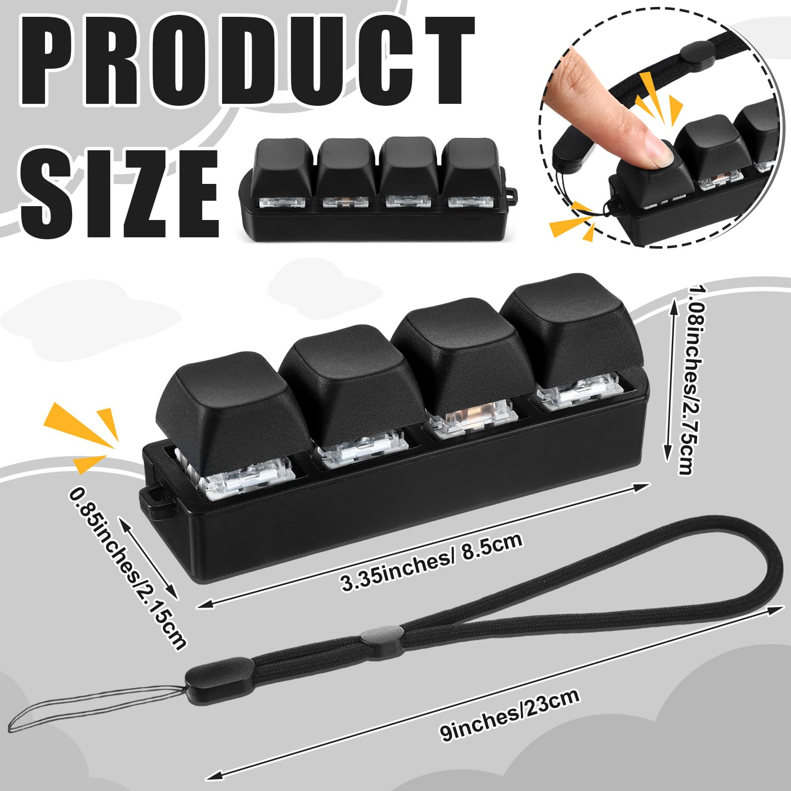 Ferreve keyboard fidget two-pack in black, side view highlighting compact pocket carry.