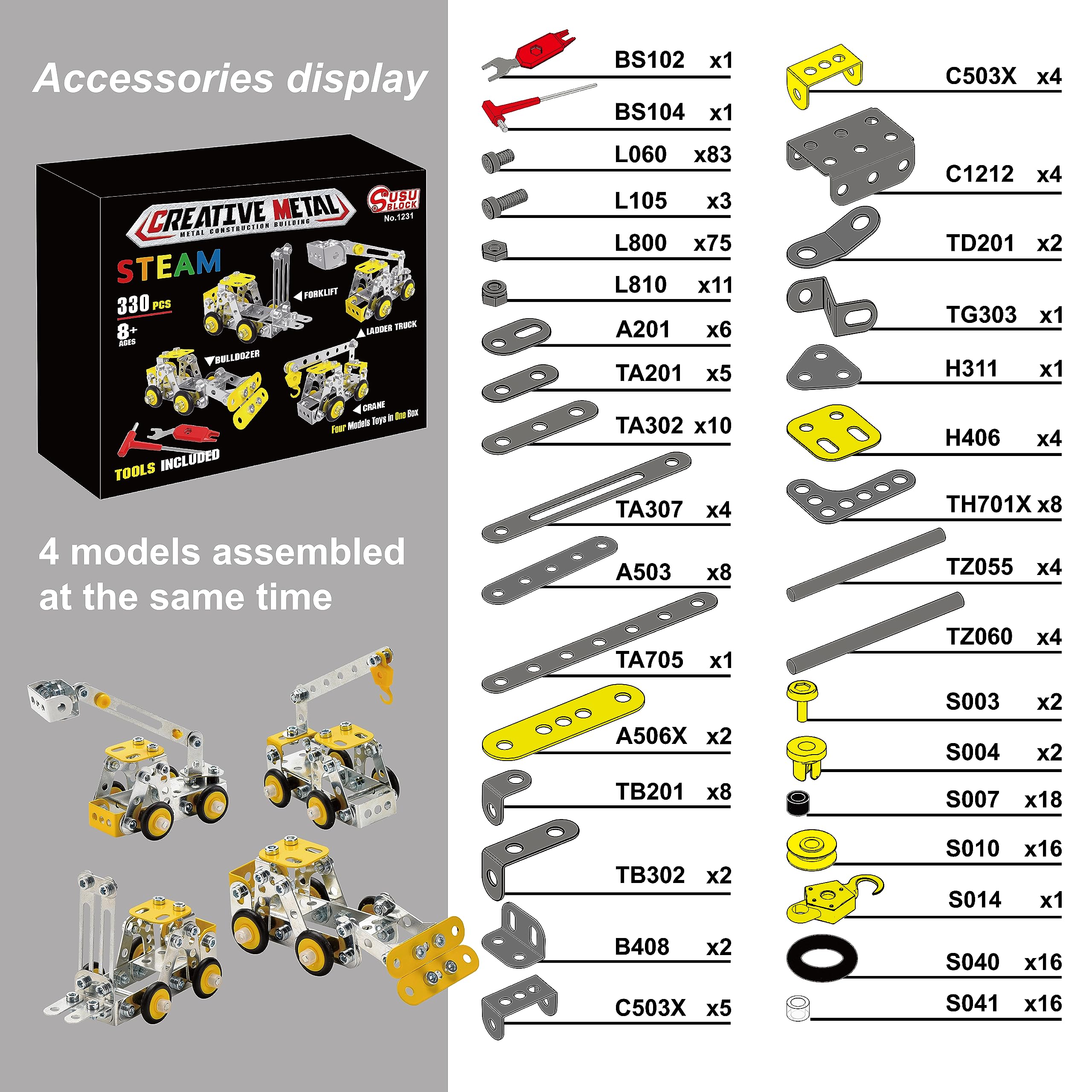 Ferthor Fun bulldozer model boosts spatial reasoning through modular assembly.