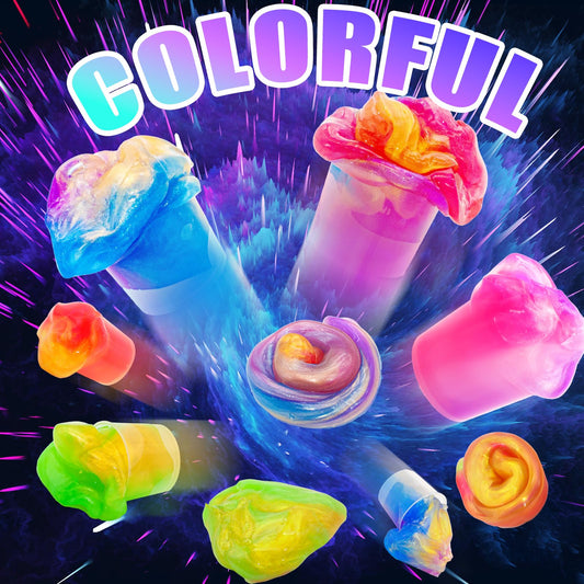 Fervfes Unicorn Galaxy Slime soft-touch closeup highlights squishable colors