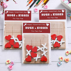 FestalMart valentines cards with wooden tic tac toe for classroom gifting