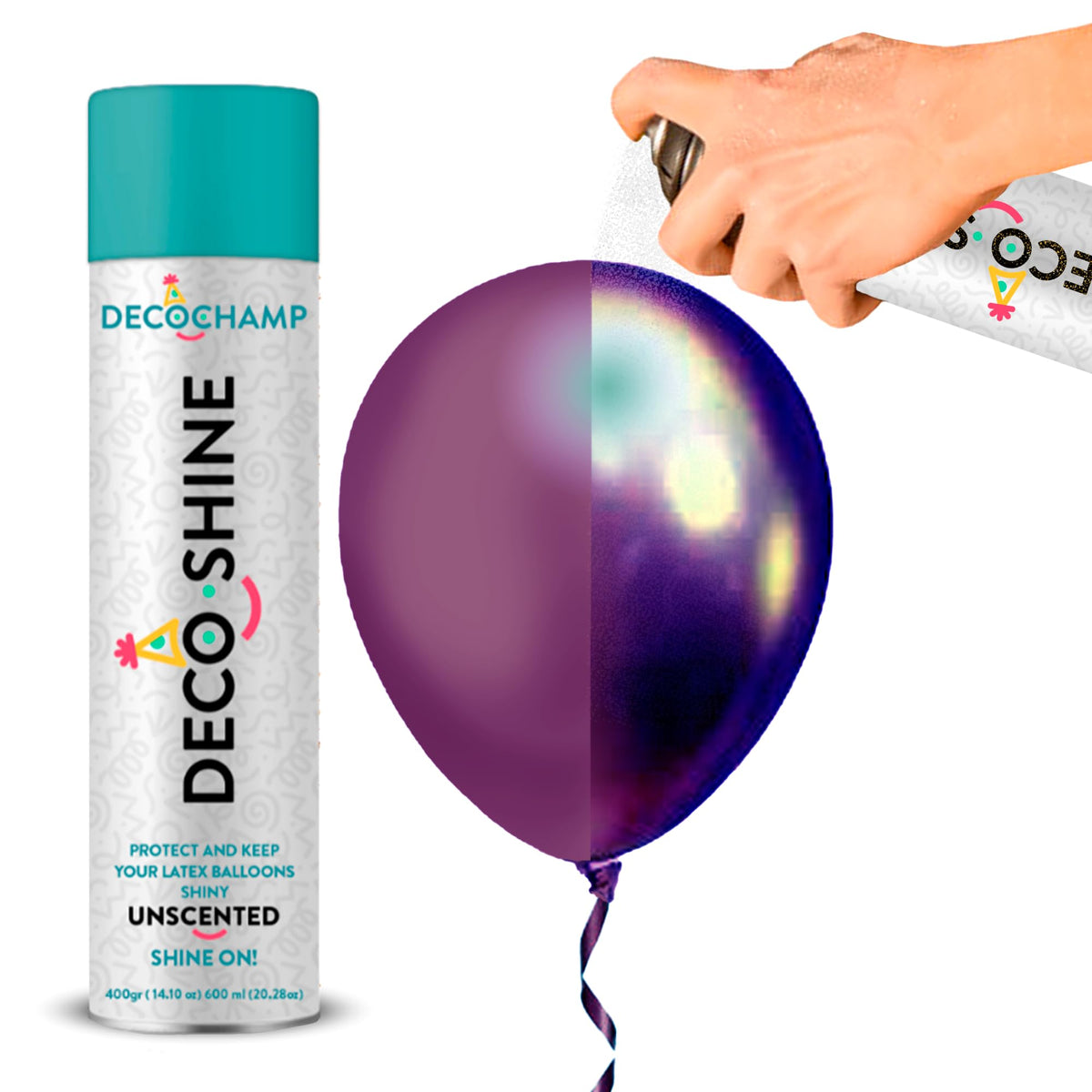 Festi DecoShine balloons spray 600ml delivers instant glossy shine for balloons.