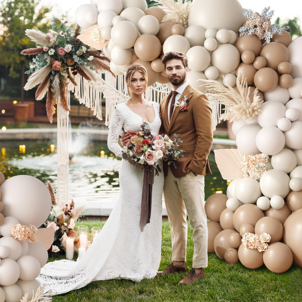 FEYG Netural Balloon Garland Arch Kit assembled arch ready for photos