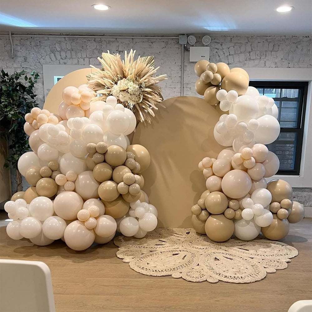 FEYG Netural Balloon Garland Arch Kit sand white balloons for elegant backdrops