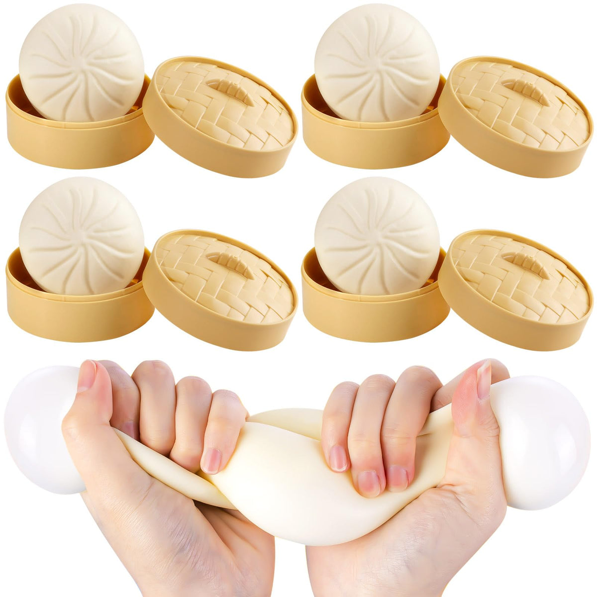 FFNIU dumpling fidget toy four-pack offers compact stress relief in hand.