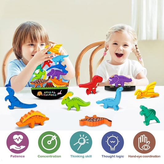 FFTROC colorful dinosaur blocks stimulate color recognition and imaginative play.