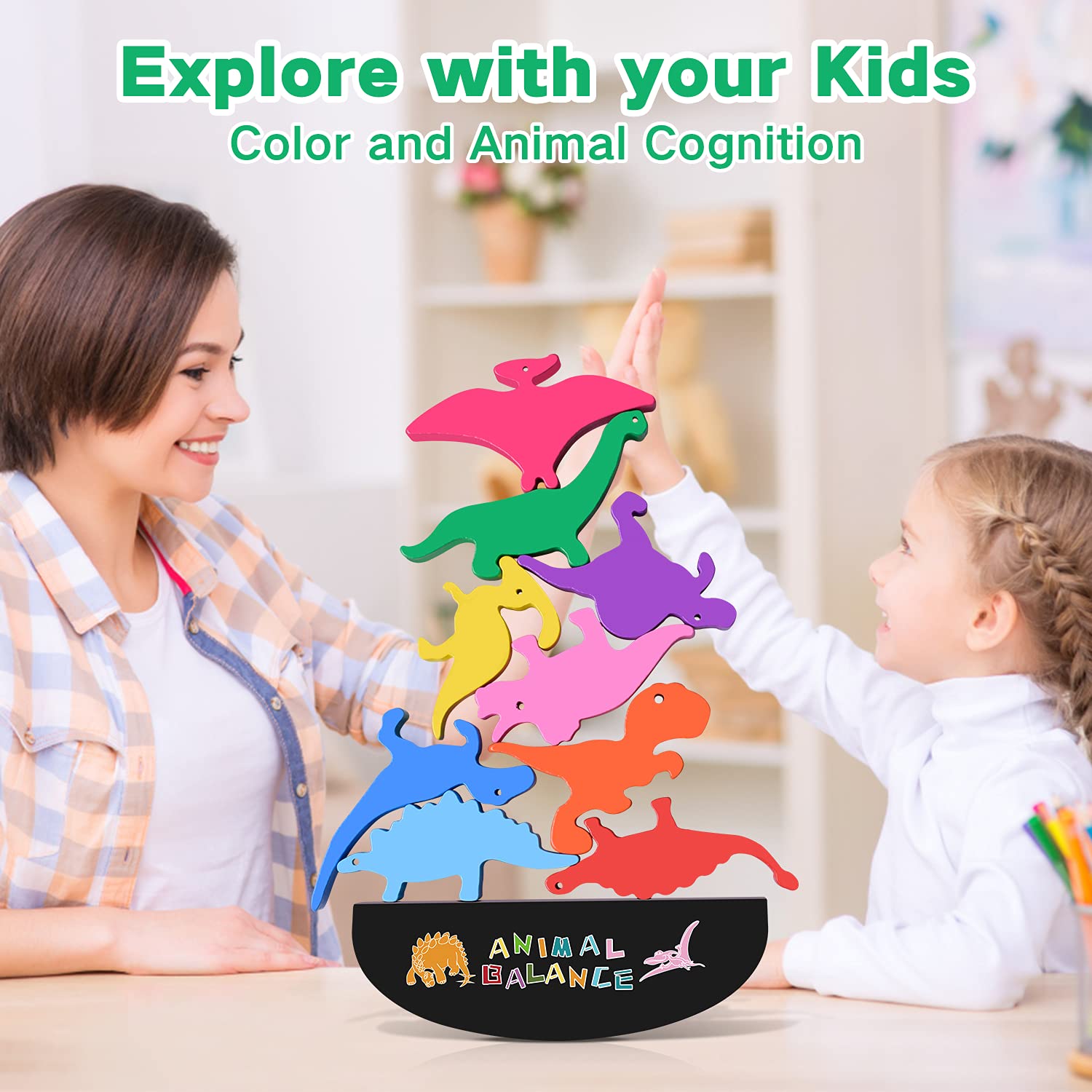 FFTROC dinos with non-toxic paint display safe decoration for kid-friendly shelves.