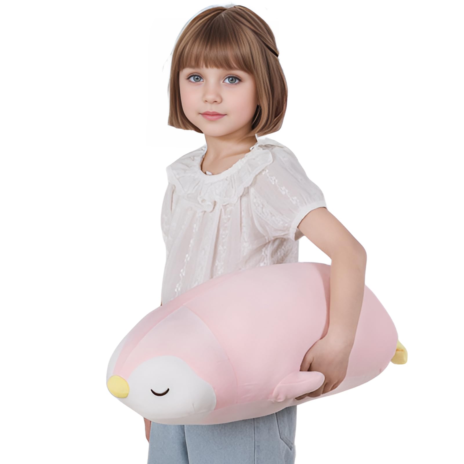 FFxiong mint-pink penguin plush tones brighten any kid's room.