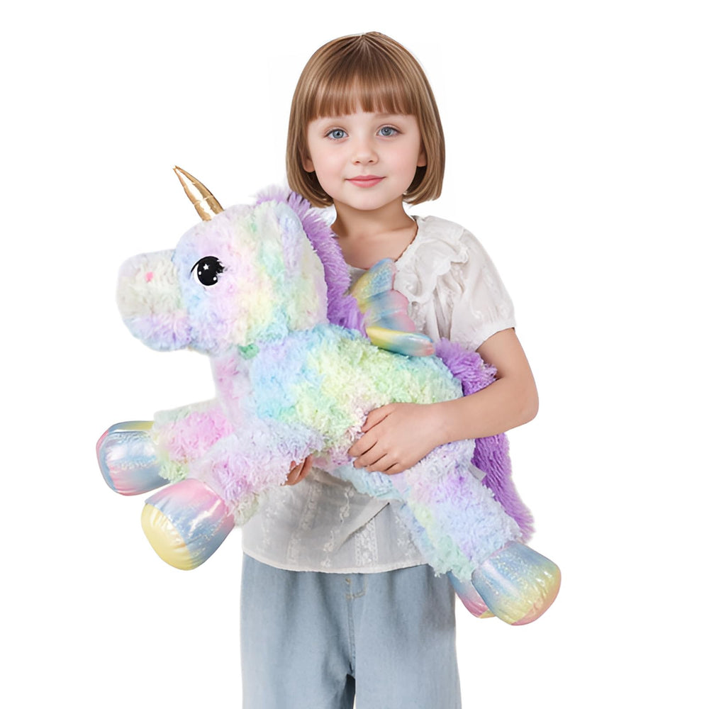 FFxiong 24-inch rainbow rose velvet unicorn with wings, a soft centerpiece for imaginative play.