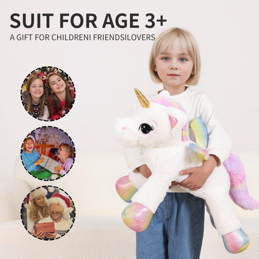 FFxiong 24-inch unicorn plush side view, soft and huggable for bedtime