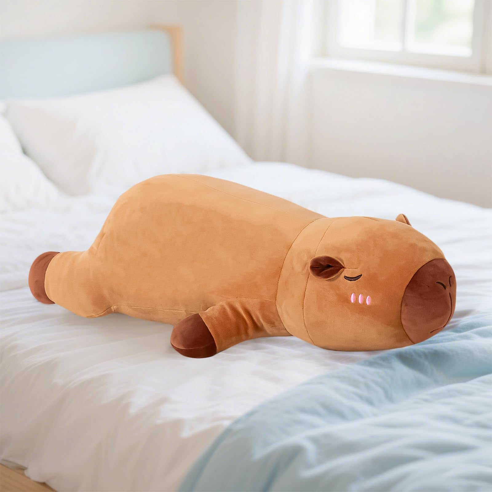FFxiong capybara plush soft exterior with PP cotton filling.