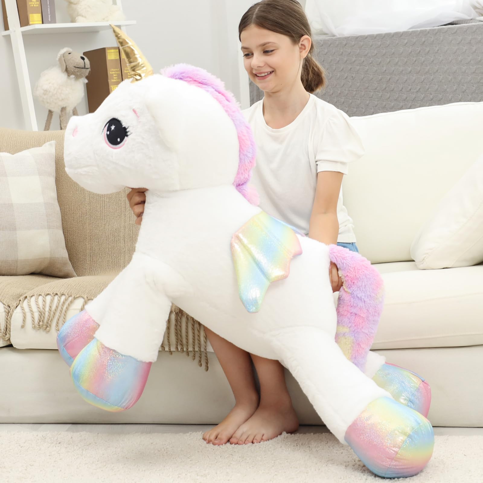 FFxiong unicorn with kids during play and imagination.