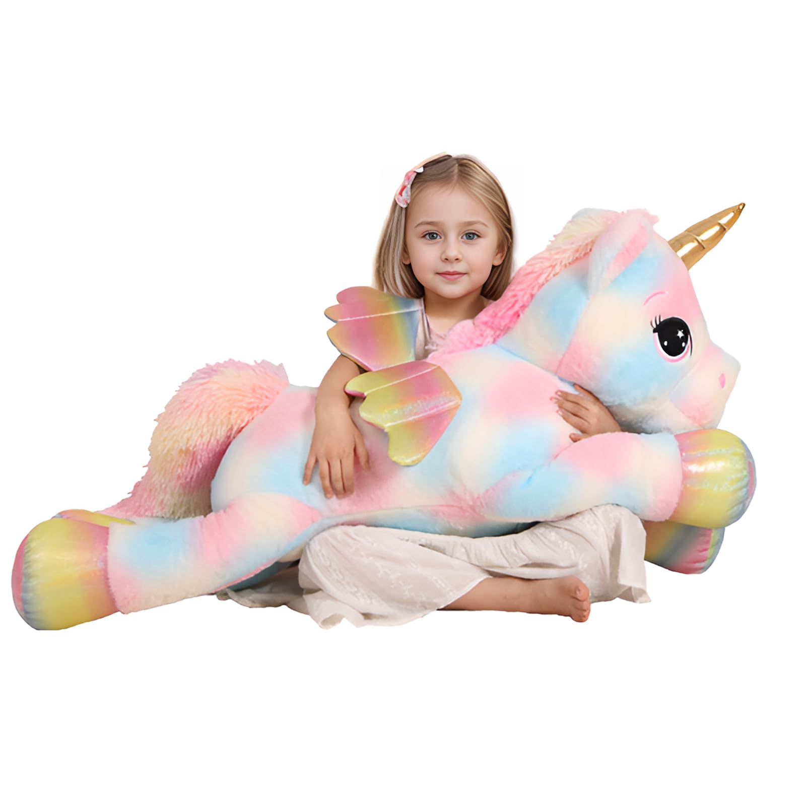 Soft 110cm unicorn stuffed animal by FFxiong for bedtime comfort.