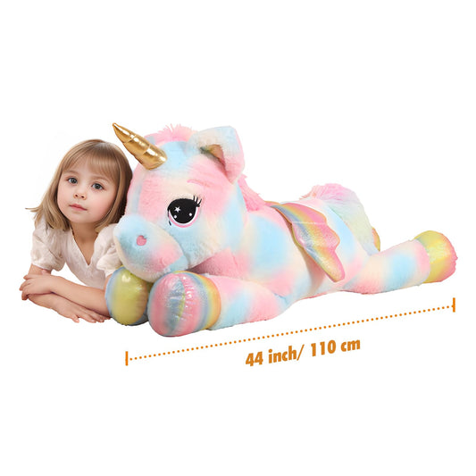 FFxiong unicorn plush with rainbow wings, a giant, cuddle-worthy companion.