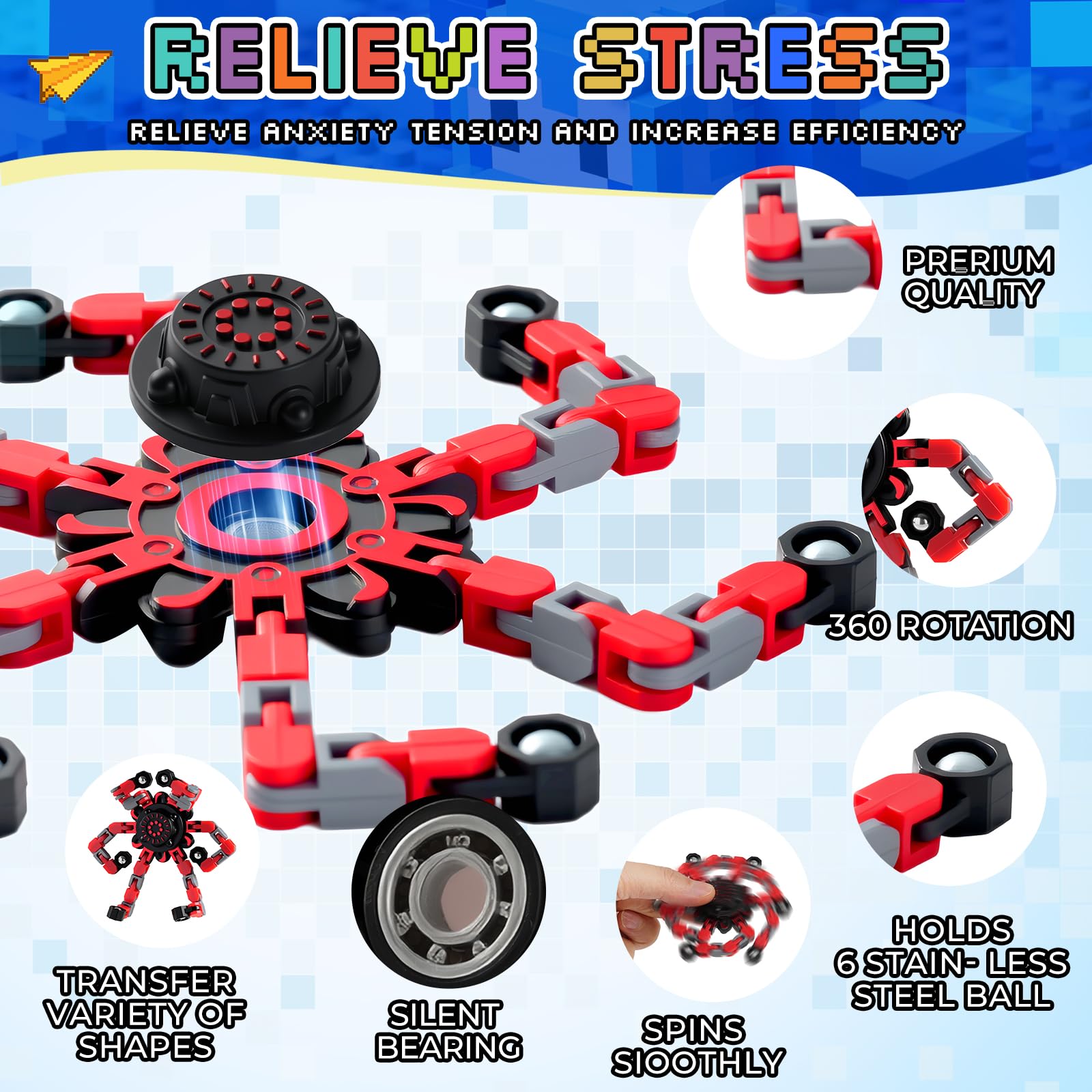 FGYLYOX transformable fidget spinner robot blue boosts concentration during study breaks