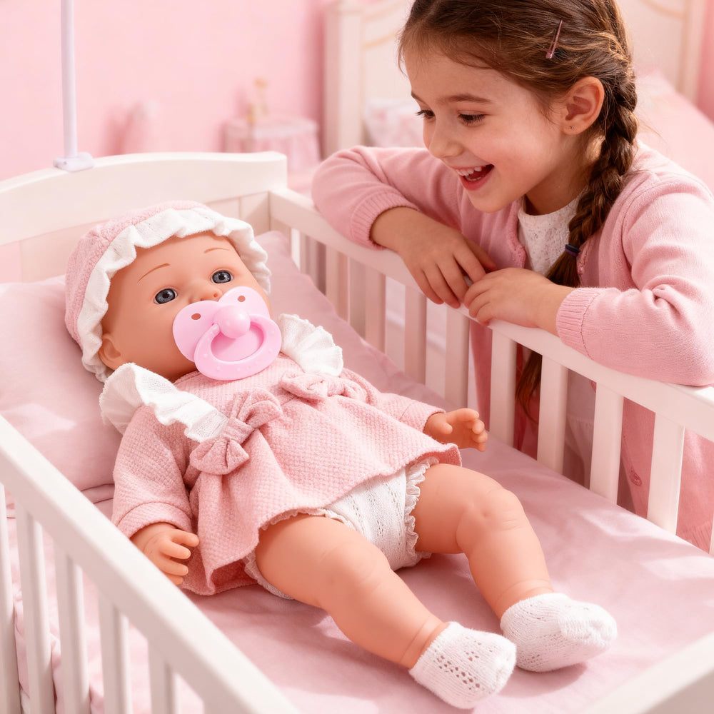 fhjax 12-inch baby doll with bottle and pacifier enables hands-on feeding role play