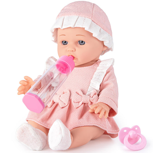 fhjax 12-inch baby doll face close-up shows lifelike cheeks for realistic pretend play