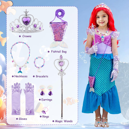 fhjax red mermaid wig to complete the princess look for cosplay