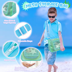 FHOZGECY mesh bags for drying and organizing beach gear.