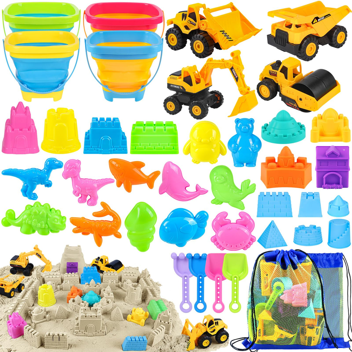 FHOZGECY construction vehicles for imaginative beach play on sand.