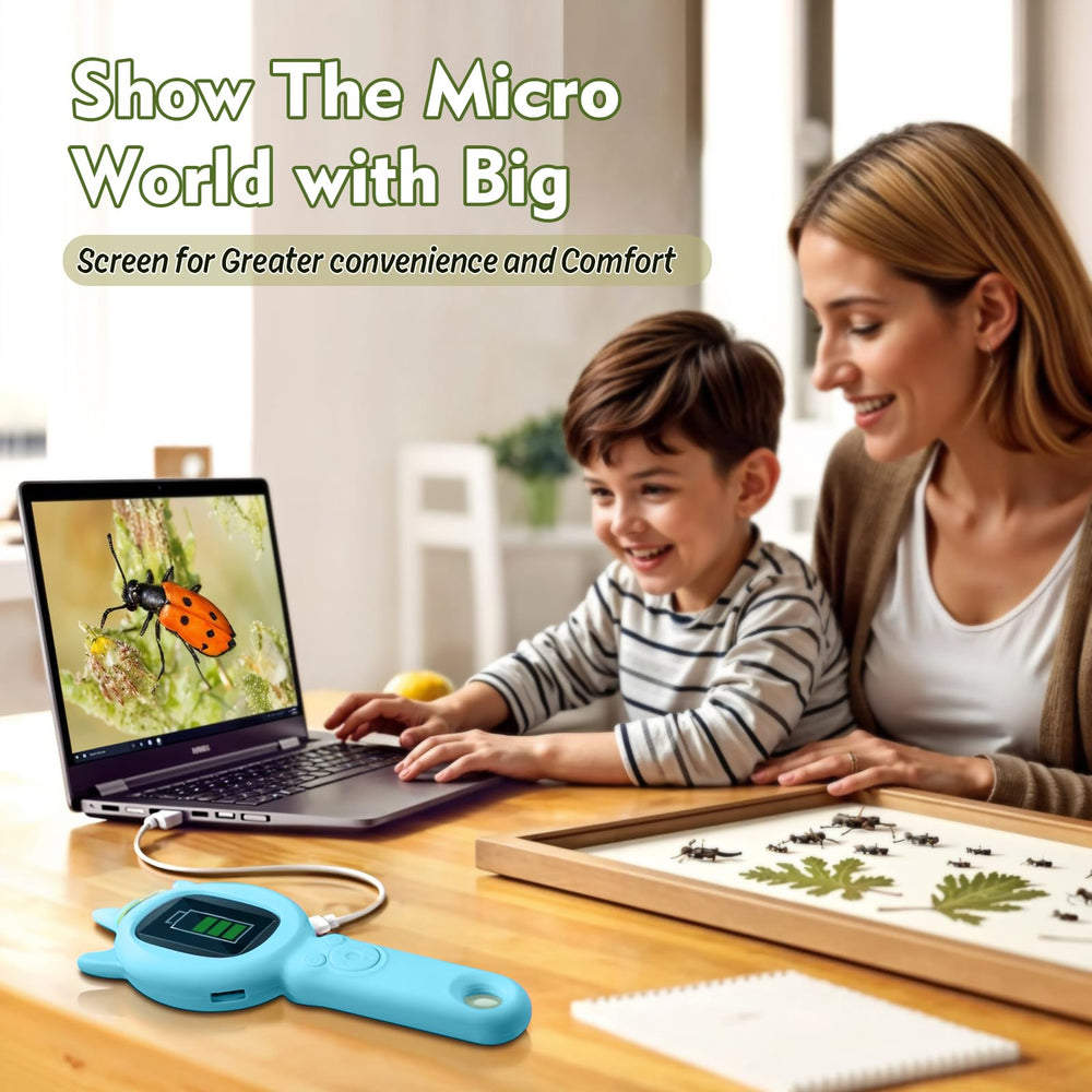 FHskFH Kids Microscope 16x zoom knob highlights fine detail on fibers and textures.