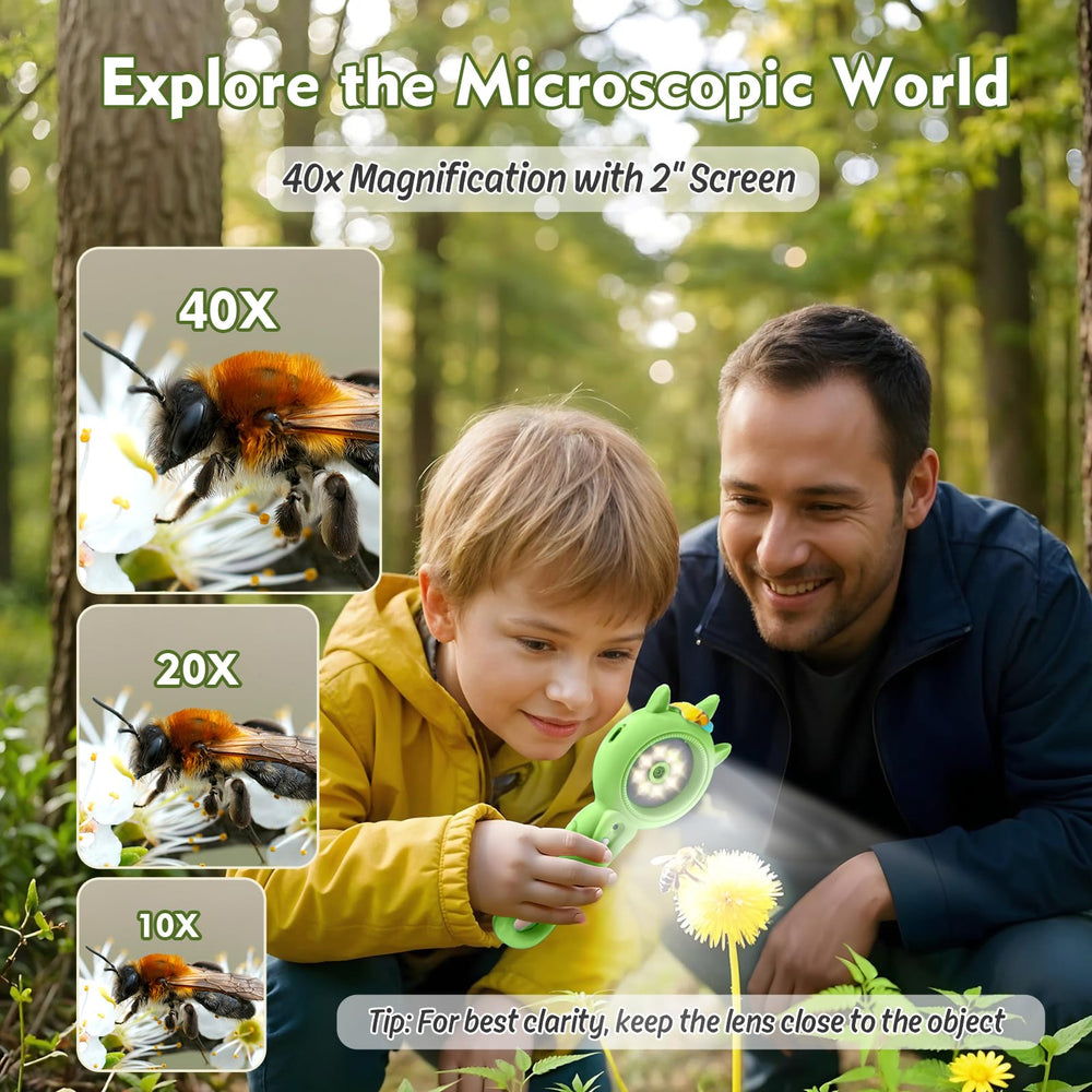 FHskFH Kids Microscope 16x zoom knob lets students focus on tiny details.