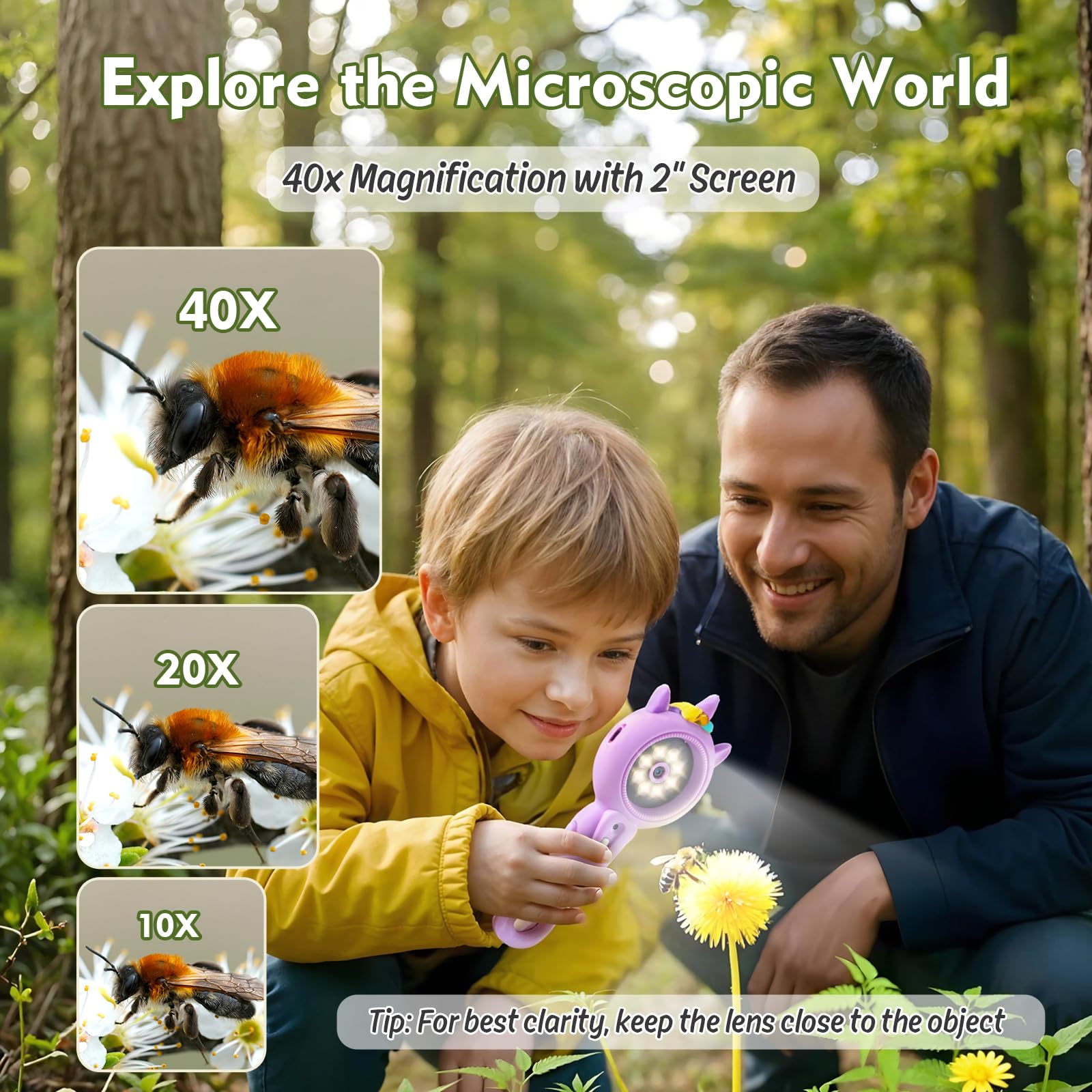 FHskFH Kids Microscope 16x zoom knob for fine focus