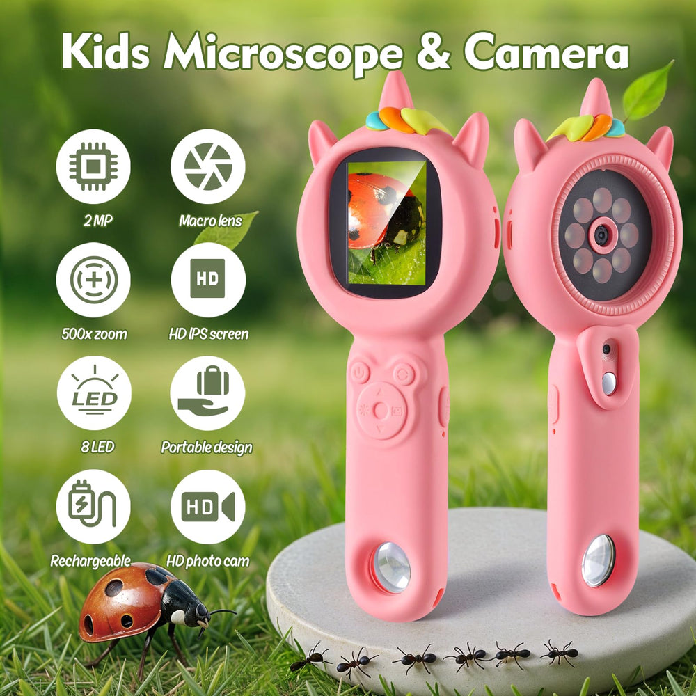 FHskFH Kids Microscope offers 500x magnification for tiny details