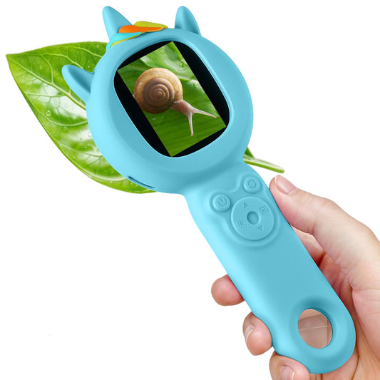 FHskFH Kids Microscope 500x magnification close-up on a leaf sample, perfect for budding scientists.