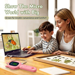 FHskFH Kids Microscope portable, kid-friendly design for on-the-go science